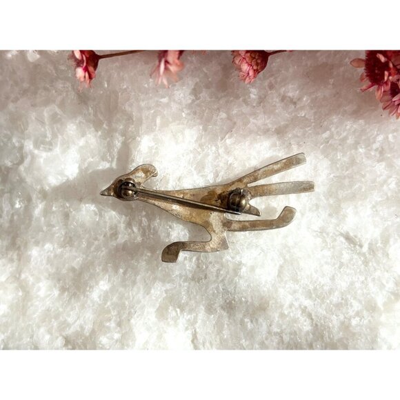 Navajo Road Runner Sterling Silver Turquoise Southwest Vintage Brooch - Picture 7 of 10